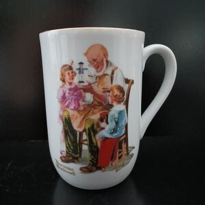 Norman Rockwell Coffee Mug "The Toymaker" Vintage 1982 Cup Gold Trim Beautiful